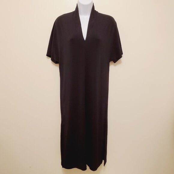 H&M Women’s Black Dolman Sleeve V-Neck Midi Shift Dress - XS - Picture 2 of 11